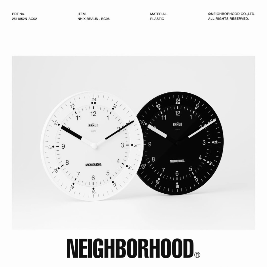 2025SS NEIGHBORHOOD X BRAUN BC06 聯名德國百靈壁掛時鐘2色現貨