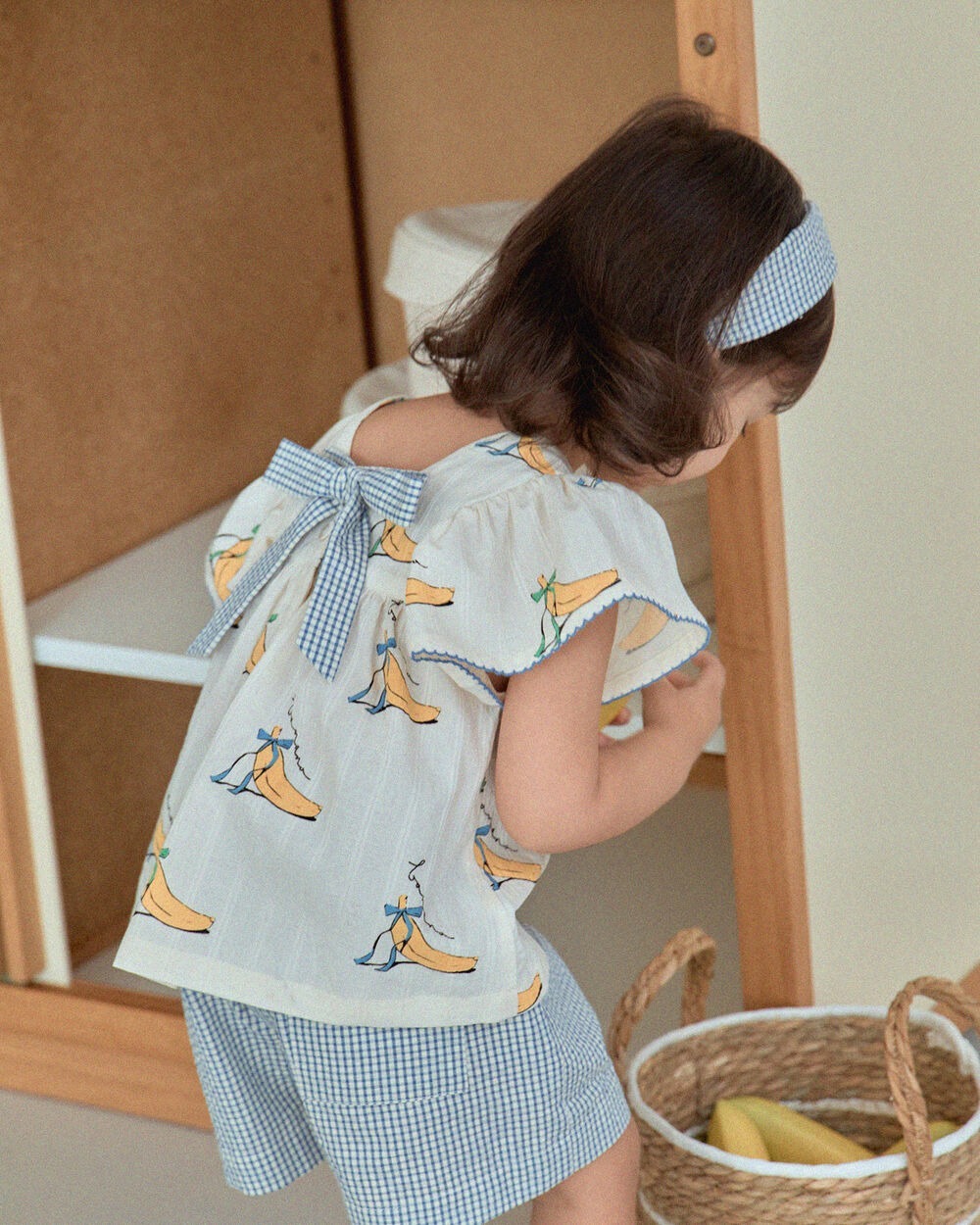 [7月第三週出貨]-綁蝴蝶結的香蕉上衣｜奶油白
