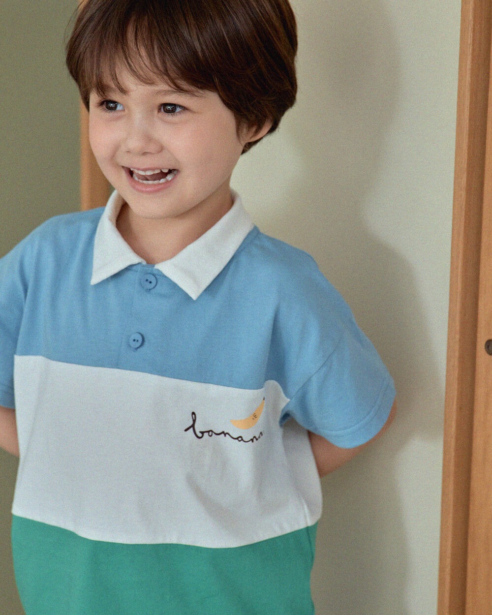 [7月第三週出貨]-香蕉撞色上下套裝｜藍色