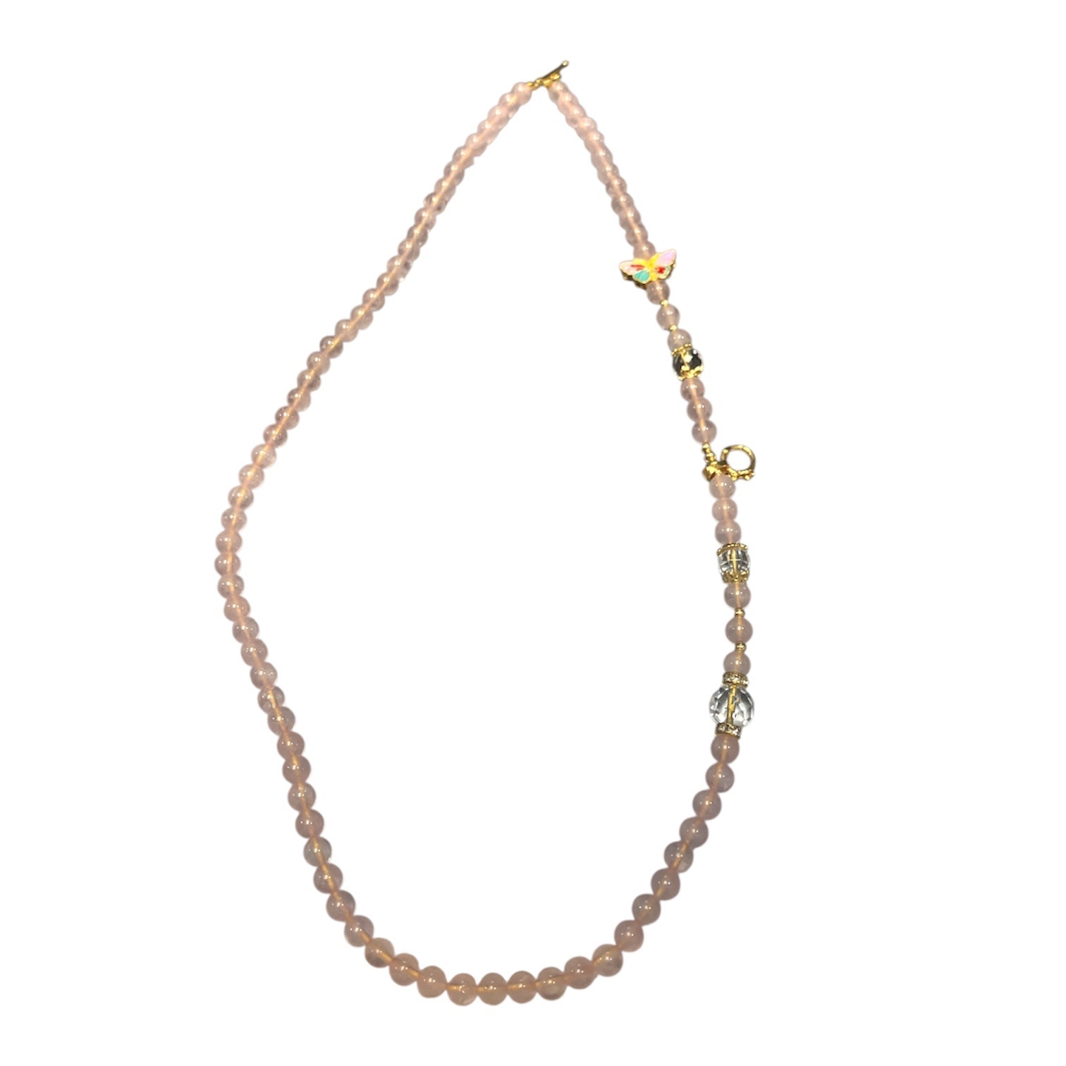 250828 - A60 6mm+OT扣粉晶琺瑯蝴蝶隔珠吊咀扣頸鏈