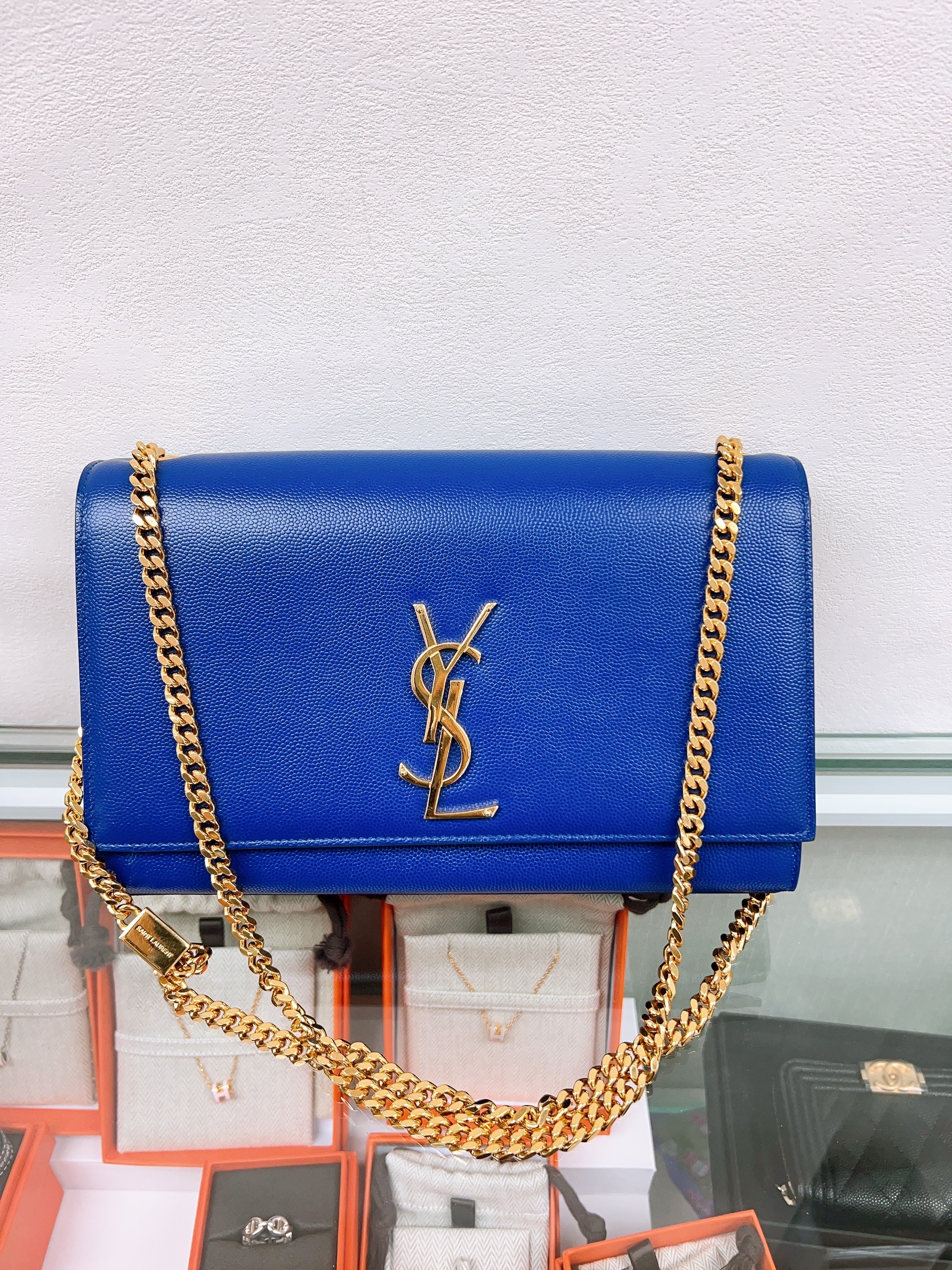 YSL Saint Laurent woc kate medium blue