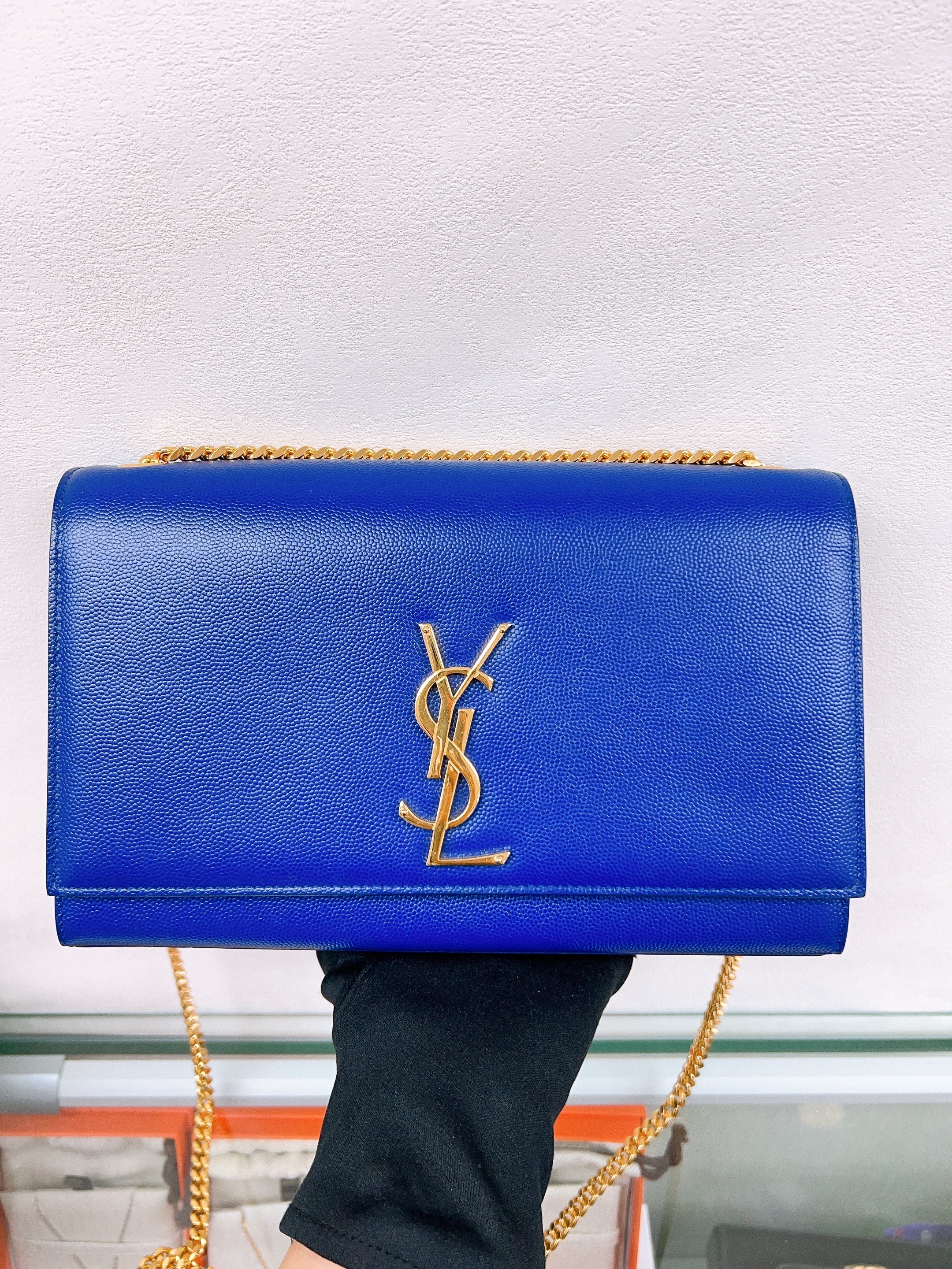 YSL Saint Laurent woc kate medium blue