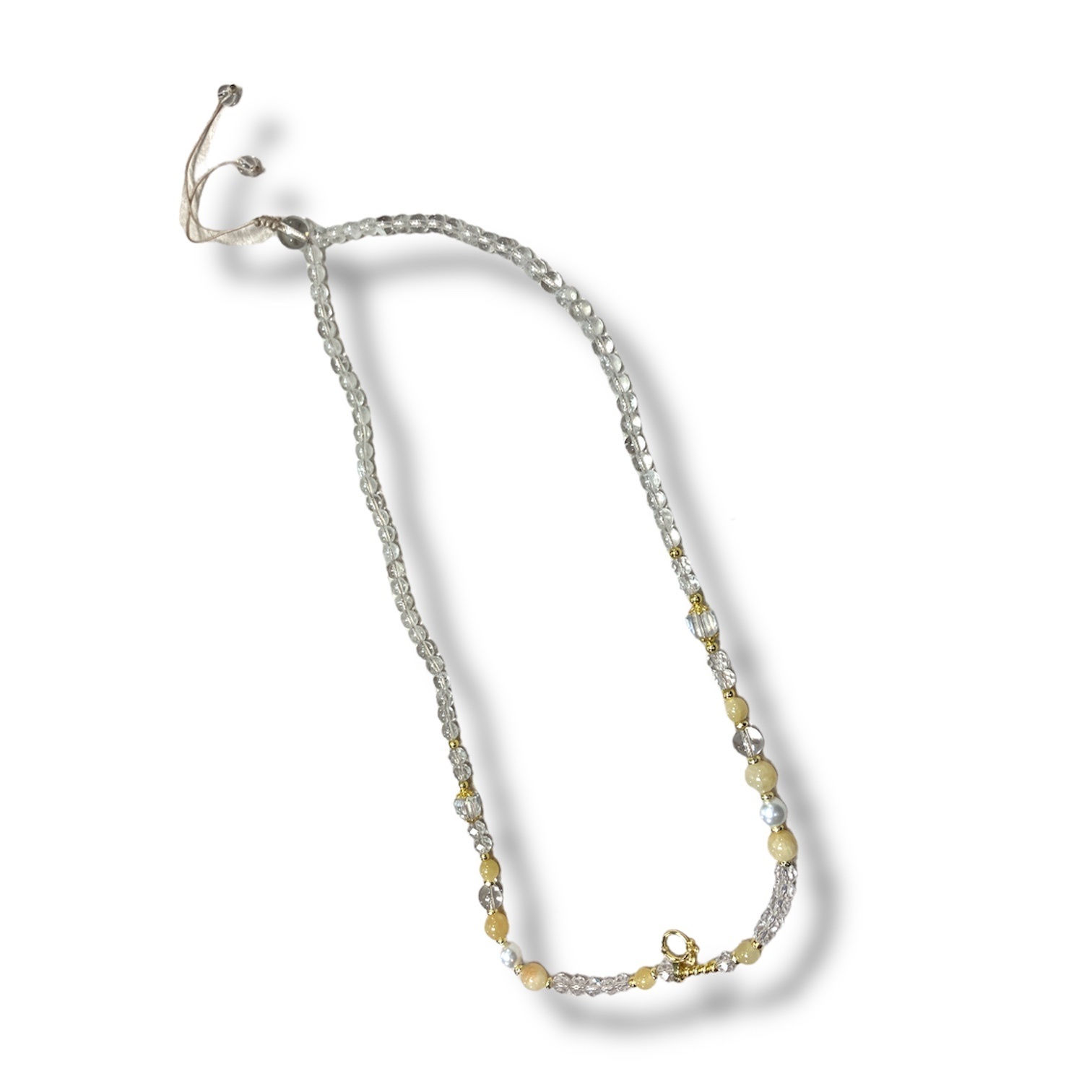 250828 - A57 6mm+白水晶黃方解石吊咀扣頸鏈設計款頸鏈