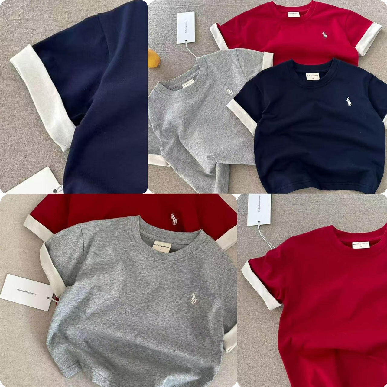 兒童胸前小馬撞色手袖短袖Tee -2501305