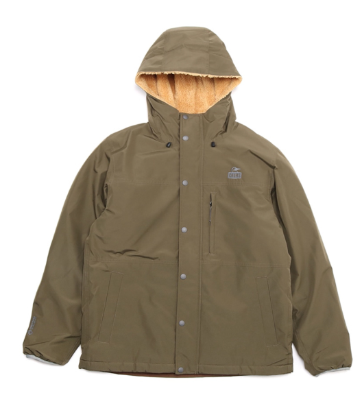 CHUMS Men’s Elmo Reversible Hoodie Jacket - GORE-TEX WINDSTOPPER® | Dual-Sided Windproof Water-Repellent Outerwear (Green/Beige)  JUN25