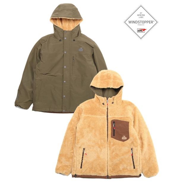 CHUMS Men’s Elmo Reversible Hoodie Jacket - GORE-TEX WINDSTOPPER® | Dual-Sided Windproof Water-Repellent Outerwear (Green/Beige)  JUN25