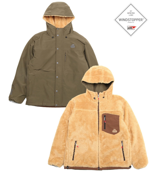 CHUMS Girl’s Elmo Reversible Hoodie Jacket - GORE-TEX WINDSTOPPER® | Dual-Sided Windproof Water-Repellent Outerwear (Green/Beige)  JUN25