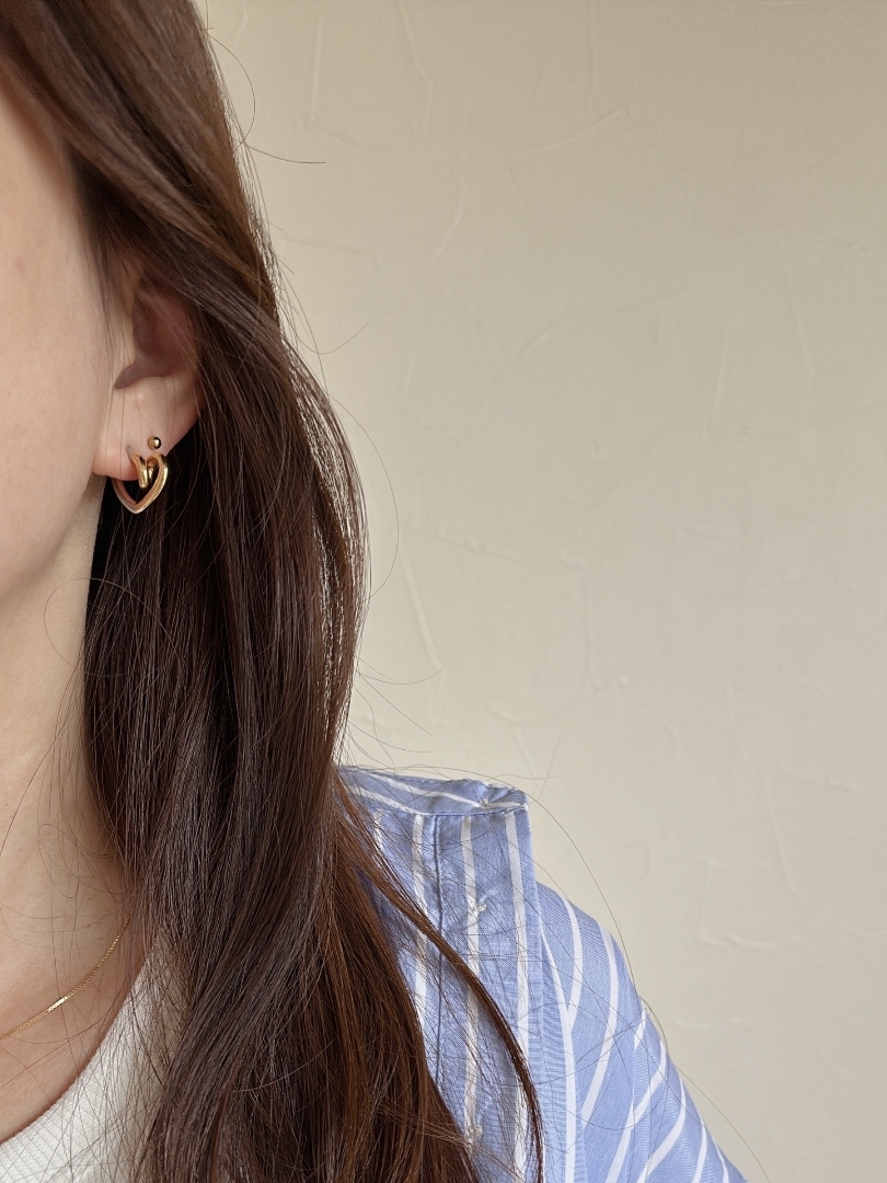 SS bicolor heart pierce