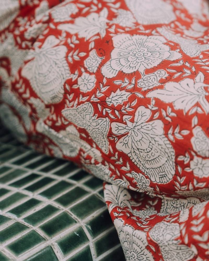 印度蓋染工藝親膚純棉 長褲 - 牡丹花