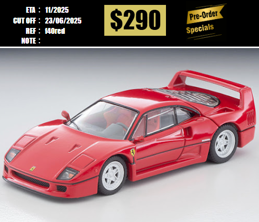 PO-$290 * TOMYTEC * 1:64 LV-N Ferrari F40 (1989) (Red) [OD06/06]