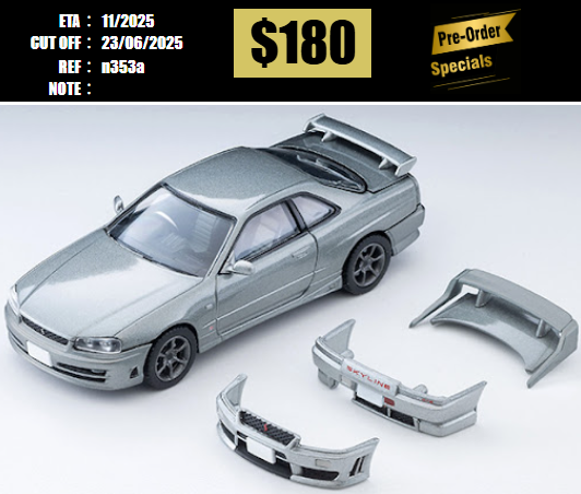 PO-$180 * TOMYTEC * 1:64 LV-N353a 2000 NISSAN SKYLINE 25GT T with optional (Silver) [OD12/06]
