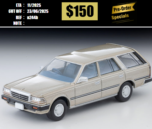 PO-$150 * TOMYTEC * 1:64  LV-N244b 1991 Nissan Gloria Wagon GL (Yellowish Silver) [OD12/06]