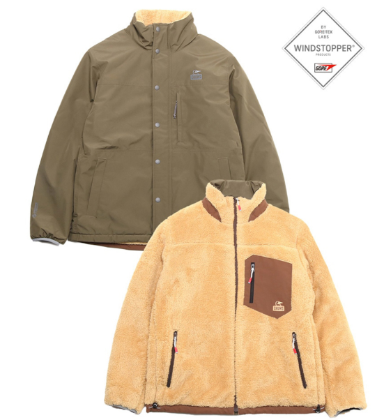CHUMS Women’s Elmo Reversible Jacket - GORE-TEX WINDSTOPPER® | Dual-Sided Windproof Water-Repellent Hooded Coat (Green/Beige)  JUN25