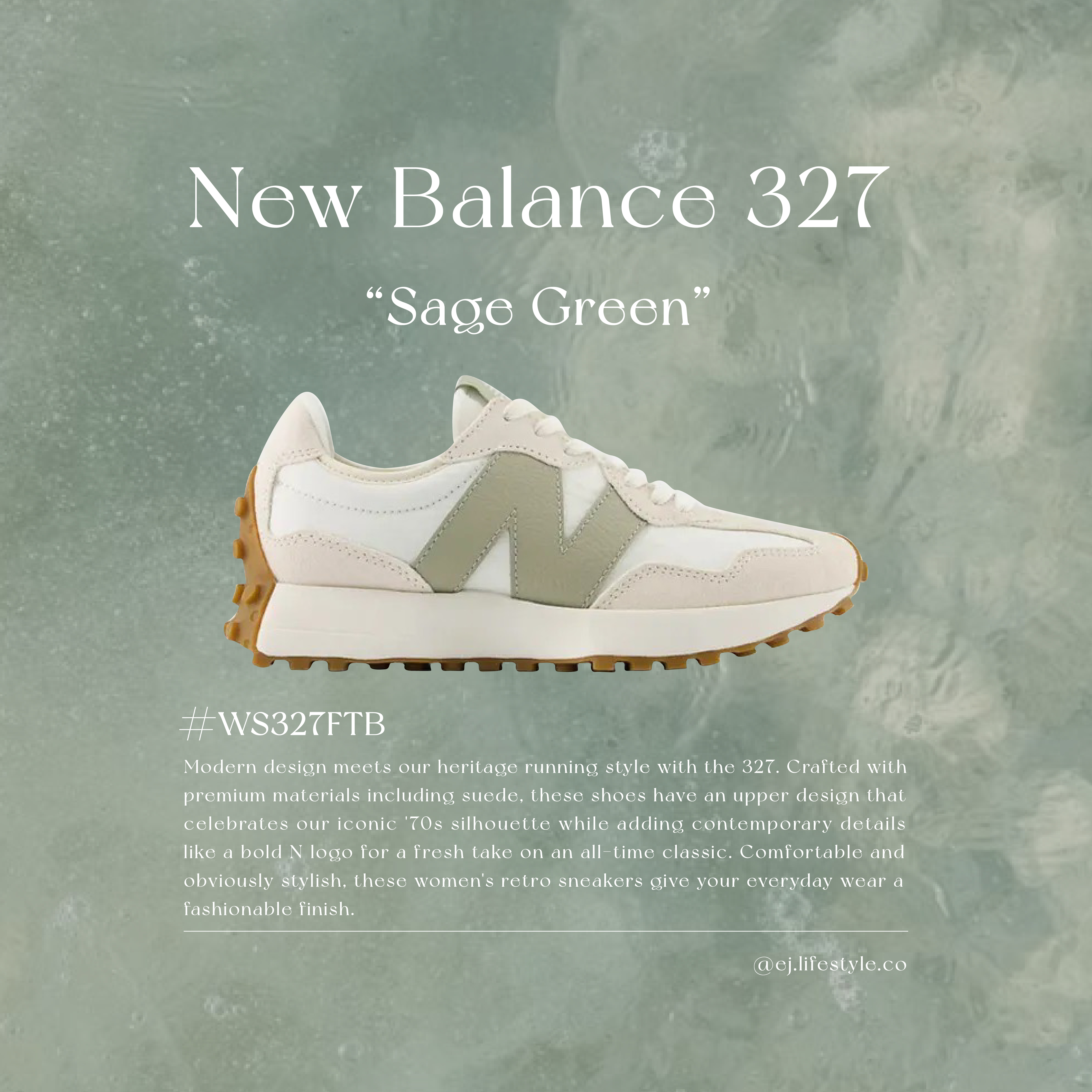 NEW BALANCE 327 NB 海鹽灰綠 鼠尾草綠 奶油白 米白 焦糖底 女鞋 WS327FTB / 調貨