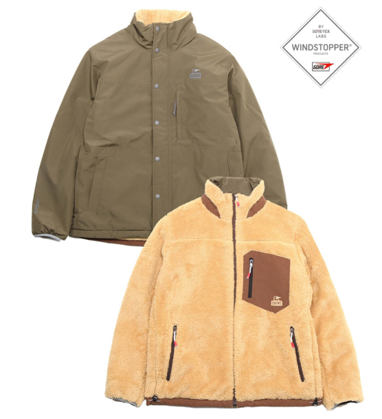 CHUMS Man’s Elmo Reversible Jacket - GORE-TEX WINDSTOPPER® | Dual-Sided Windproof Water-Repellent Hooded Coat (Green/Beige)  JUN25
