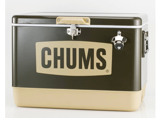 CHUMS Steel Cooler Box 54L – Khaki/Beige | Large Capacity Outdoor Ice Chest, Heavy-Duty Camping Cooler  JUN25