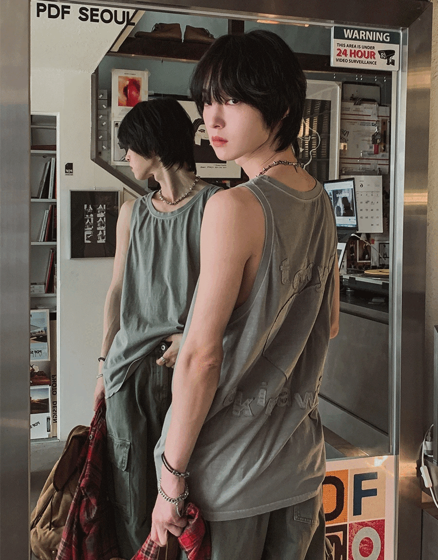 東京心形顏料水洗背心