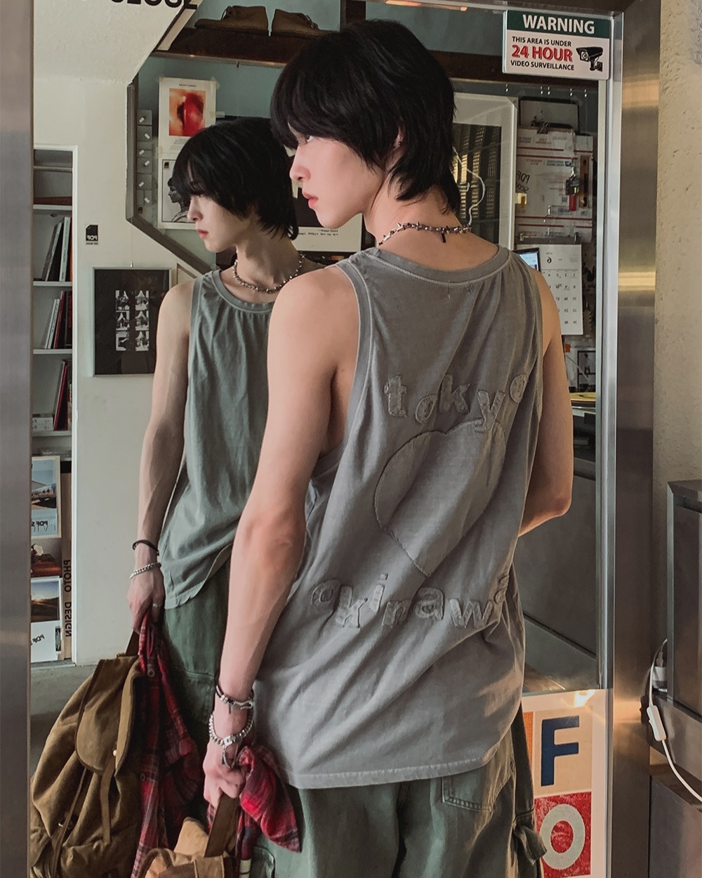 東京心形顏料水洗背心