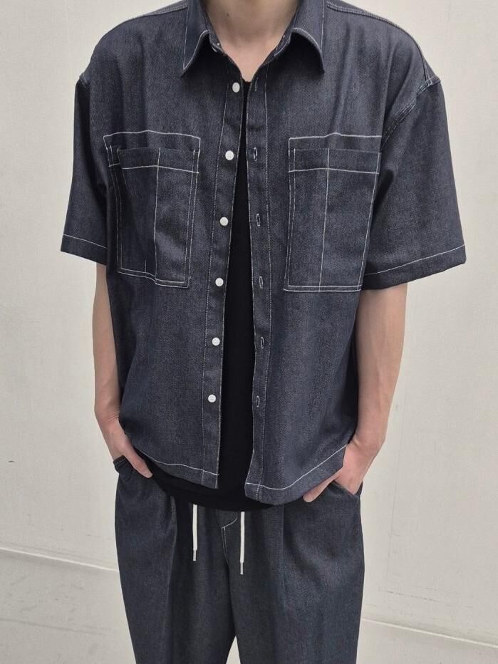 淨色牛仔短袖恤衫 ALLWAYS-037S