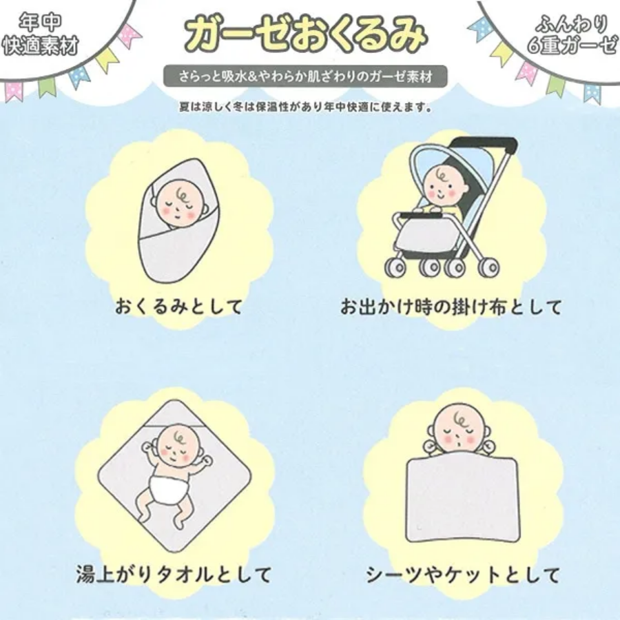 【西松屋】六層紗超柔包巾 蓋毯 多用途包被 帶帽 - 星星小熊
