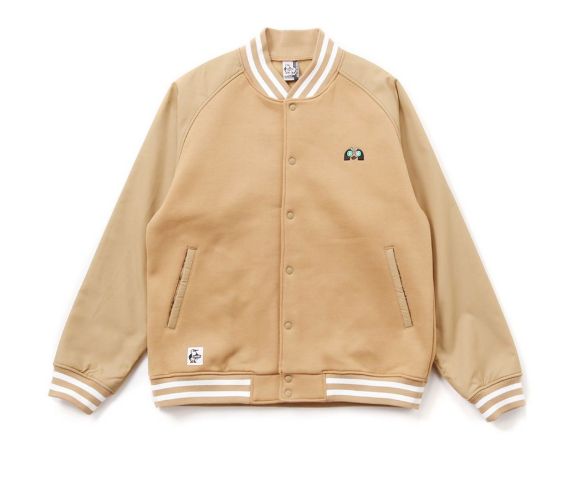 CHUMS x SAYORI WADA Women’s Myton Stadium Jumper – Light Brown | Varsity Jacket, Casual Japanese Streetwear JUN25