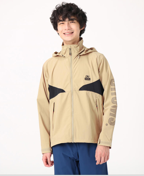 CHUMS Men’s Airtrail Stretch Jacket – Light Brown | Lightweight Water-Repellent & Windproof Outdoor Shell JUN25