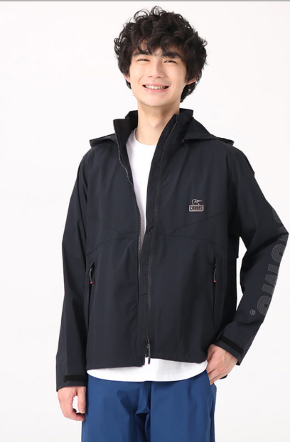 CHUMS Men’s Airtrail Stretch Jacket – Light Black | Lightweight Water-Repellent & Windproof Outdoor Shell JUN25