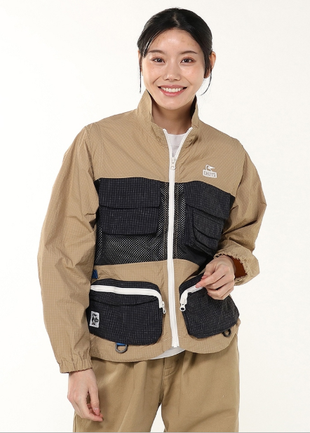 CHUMS Men’s Anti-Bug Convertible Jacket – Beige | 2-Way Outdoor Jacket with Detachable Sleeves & Insect-Repellent Fabric JUN25