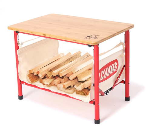 CHUMS Firewood Table – Folding Wooden Camp Table | Portable Outdoor Low Table for Camping & Bonfires JUN25