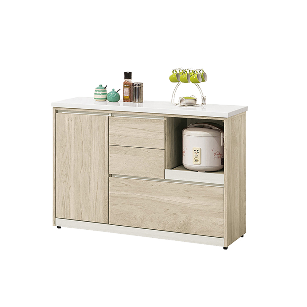 羅菲4尺石面收納餐櫃/拉盤電器櫃/碗盤置物櫃/置物矮櫃/玄關櫃(下座)