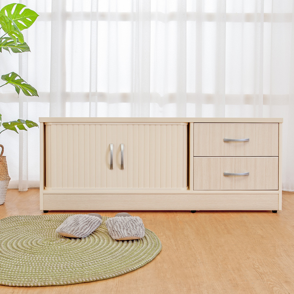 南亞塑鋼-3.8尺雙捲門右二抽防水塑鋼坐式鞋櫃/座鞋櫃/置物收納穿鞋椅