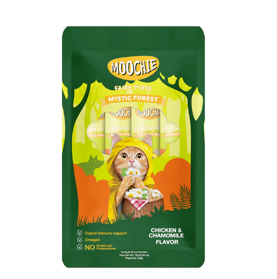 Moochie 貓小食 唧唧醬．雞肉+洋甘菊肉泥15gx5支裝