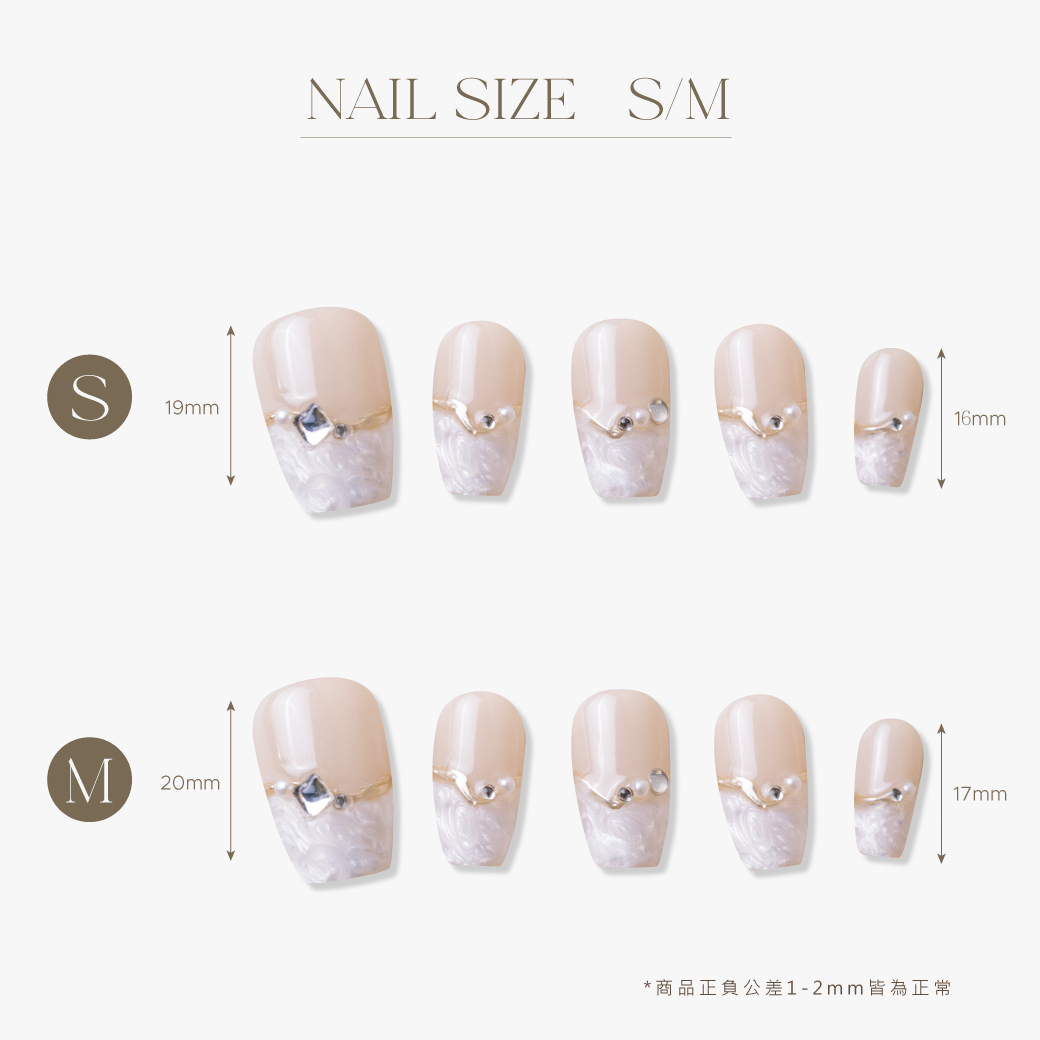 ARTiS di Voce 穿戴美甲片組合-短梯-法式珍珠貝