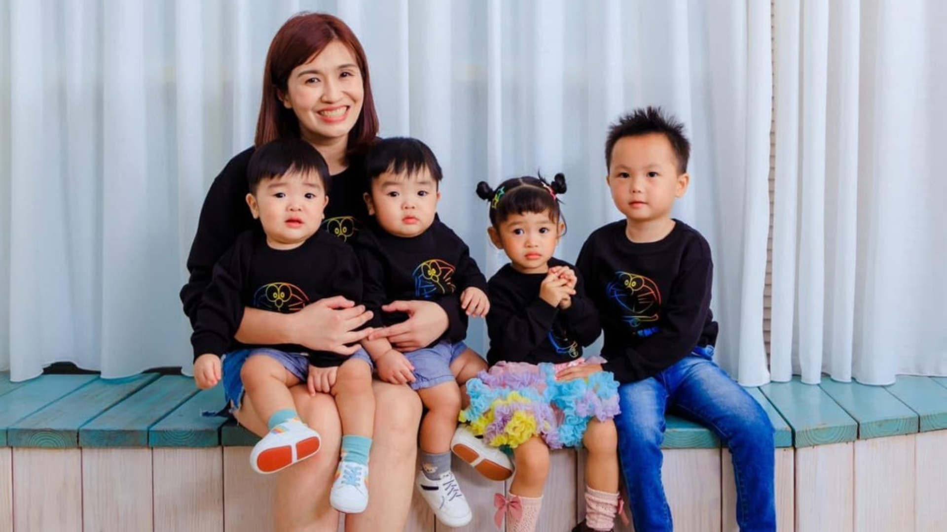 王杏安醫師與4個孩子的合照