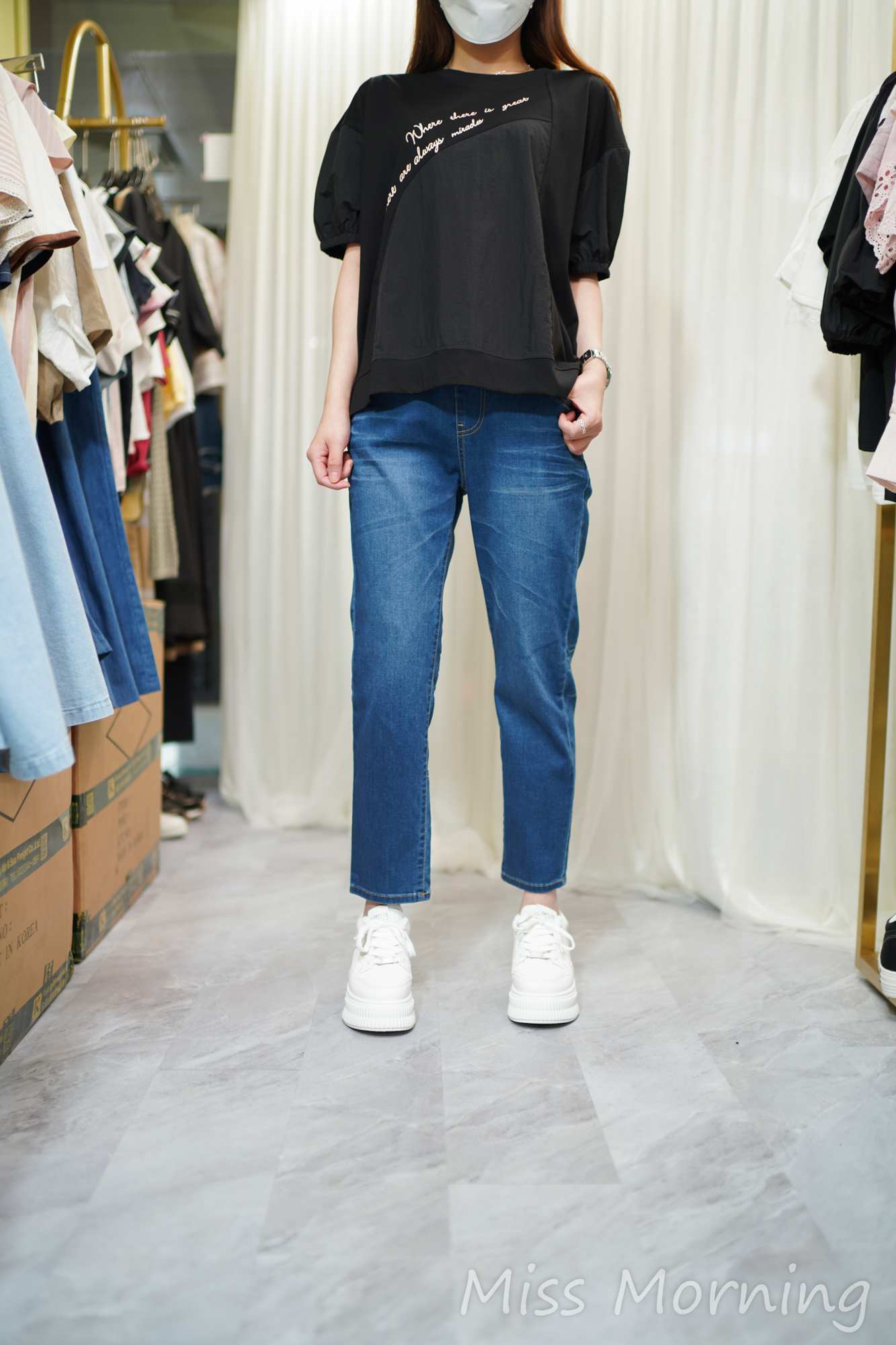 棉拼風衣料上衣(14650)