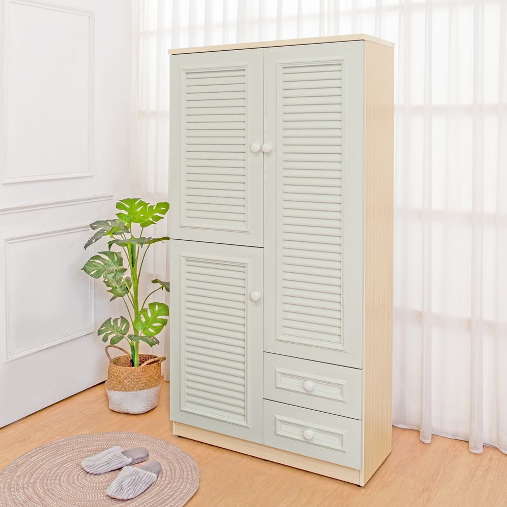 南亞塑鋼-3尺三門二抽防水塑鋼百葉高鞋櫃