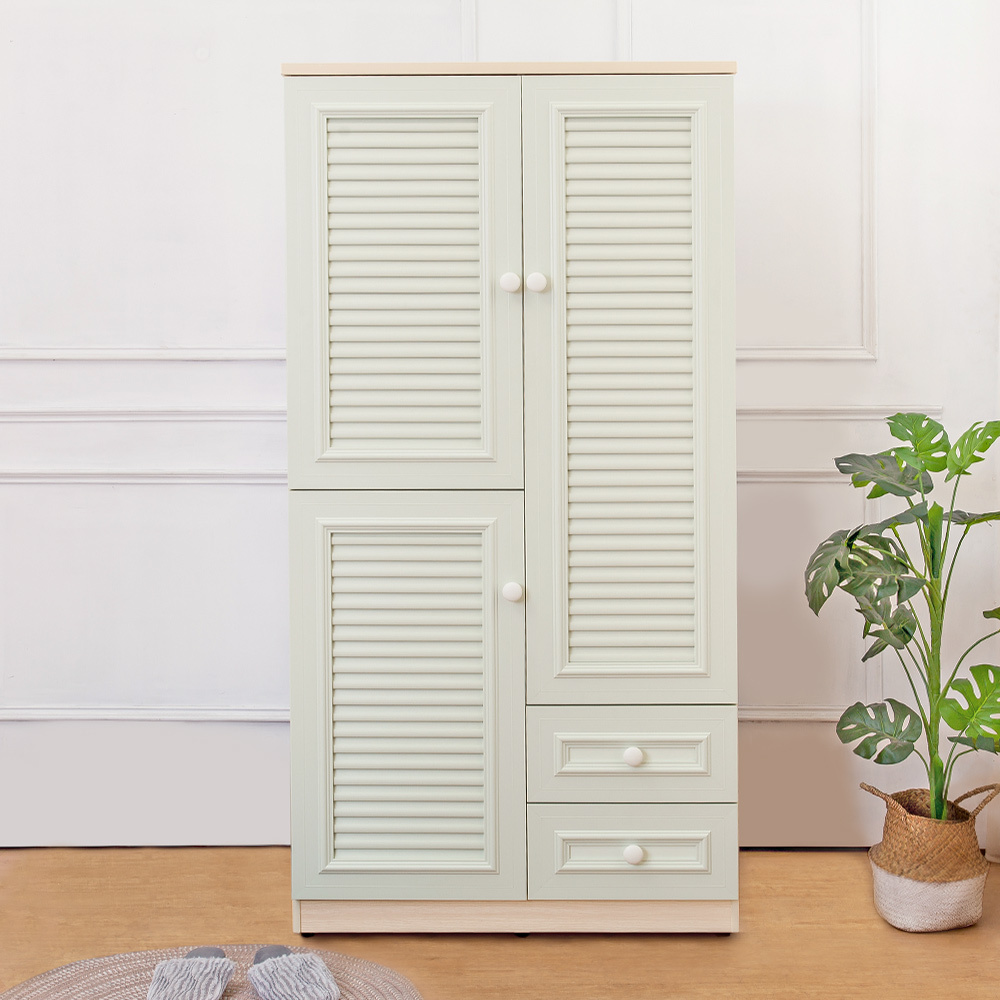 南亞塑鋼-3尺三門二抽防水塑鋼百葉高鞋櫃