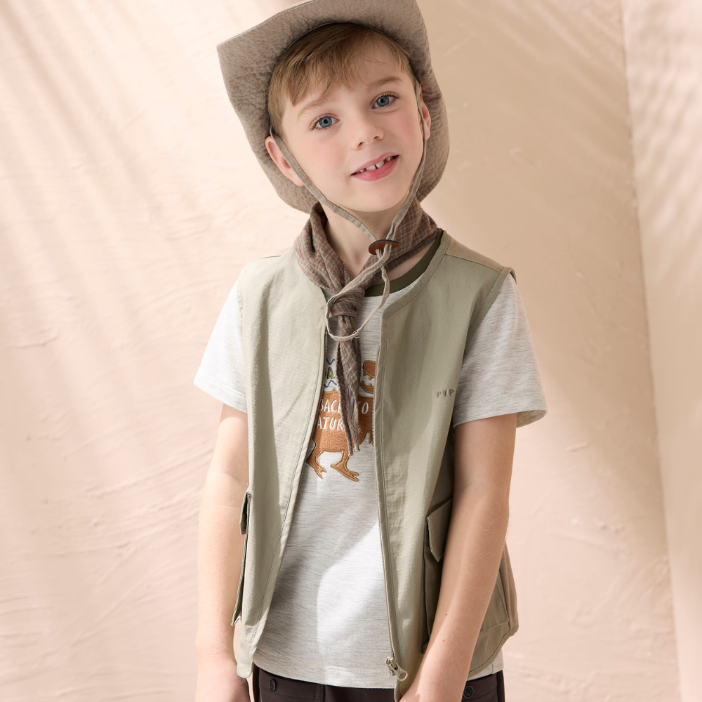 PIPPY潮流工裝風百搭機能性背心 灰綠 <中性款>