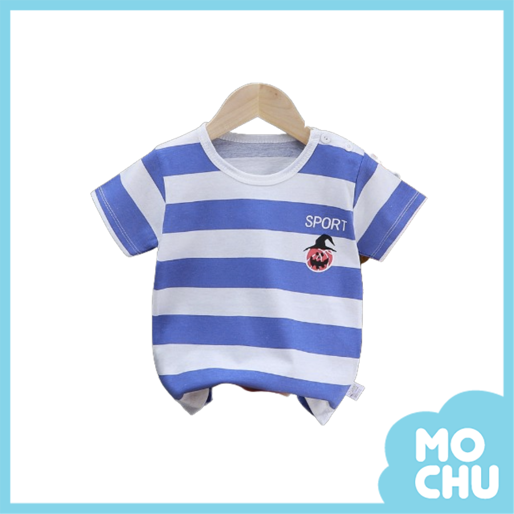 寬條南瓜短袖上衣