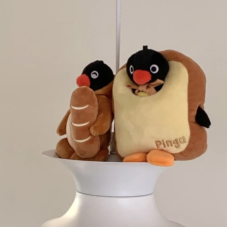 PINGU x 山莫 企鵝麵包超人 奶油吐司 法國麵包 吊飾 絨毛玩具 / 代購