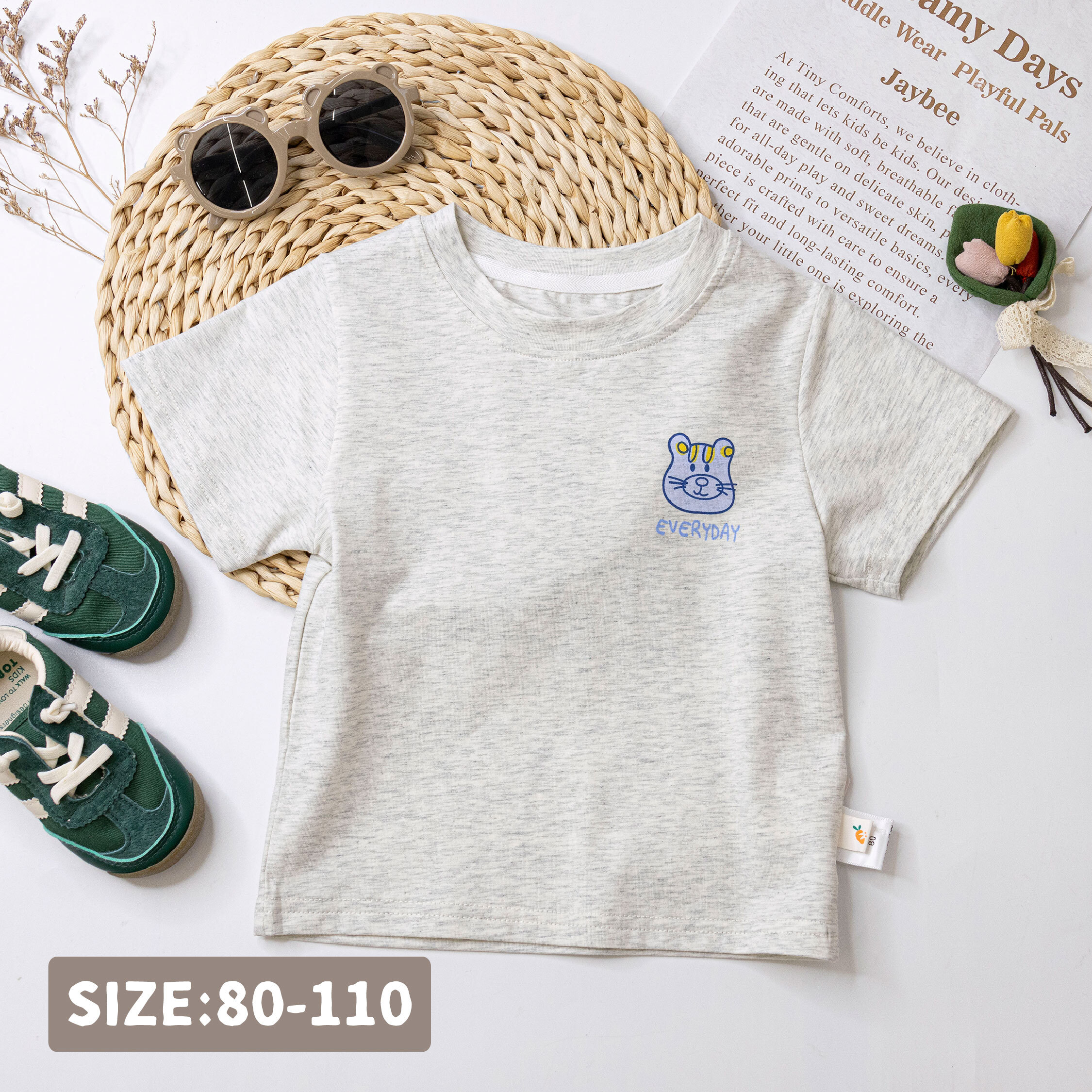 HELLO動物舒適質感上衣/短T (H50421)