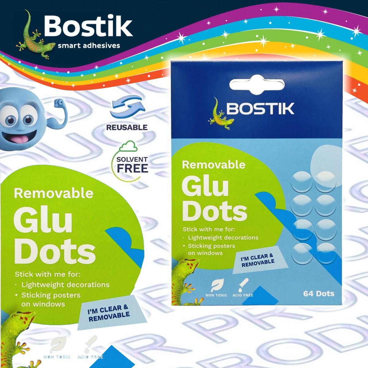 Bostik - 【新包裝】GLU DOTS 寶貼 可移透明膠點(64片)