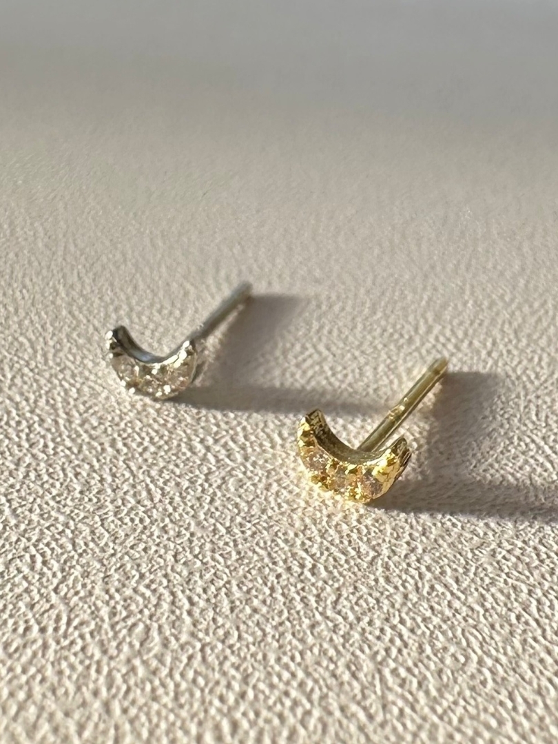 S925 zircon tiny moon pierce