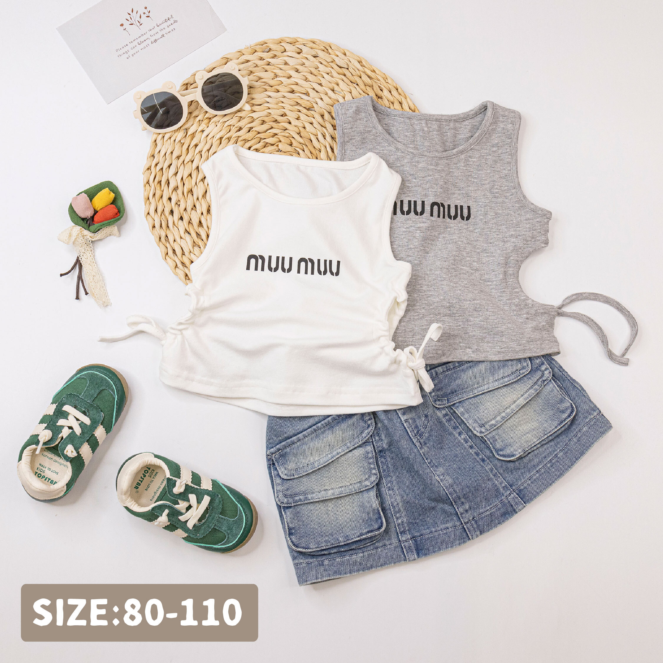 【H50559】藝術英字挖洞造型背心/上衣＊二色