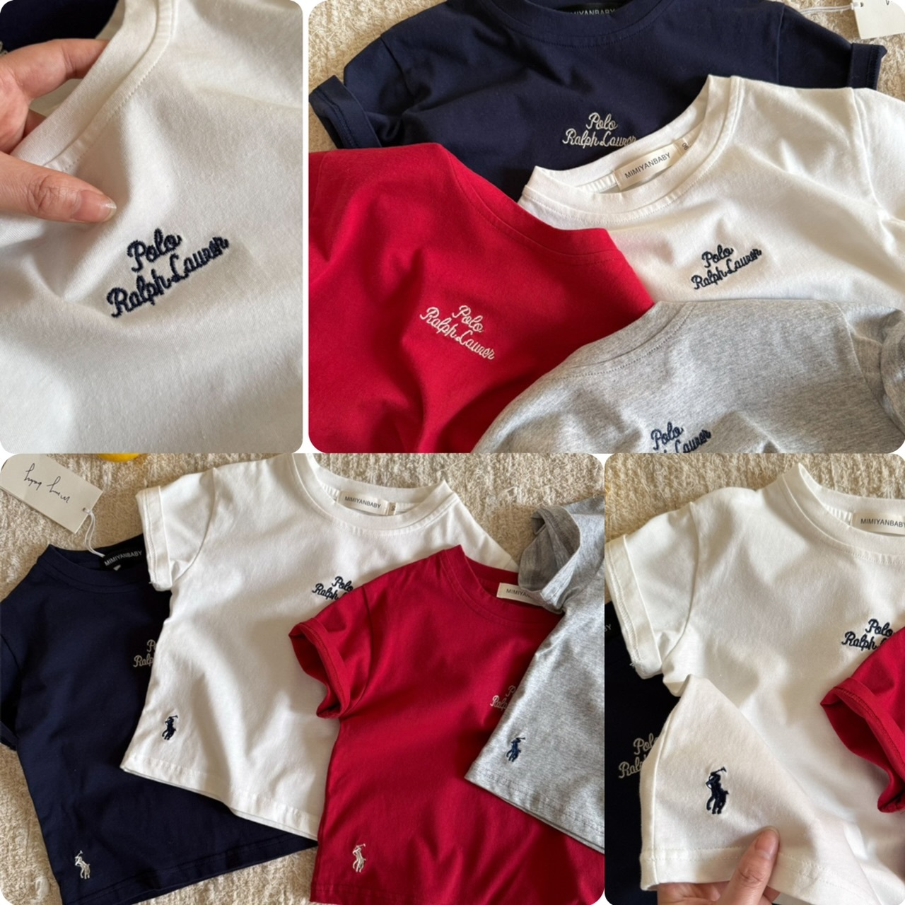 兒童pol*o 下角刺繡小Logo圓領短袖Tee -2501311