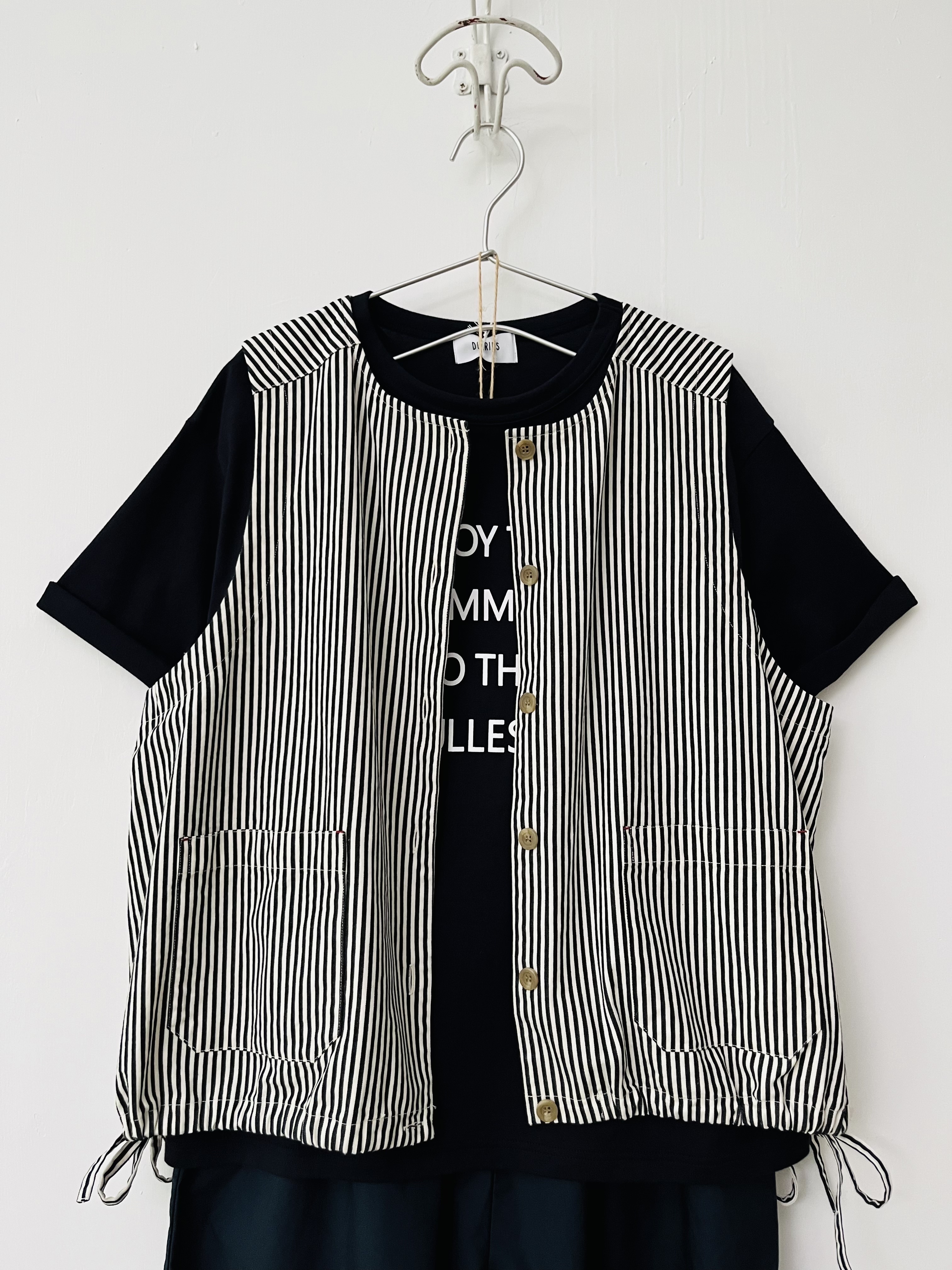 Sloe黑白色條子背心外套