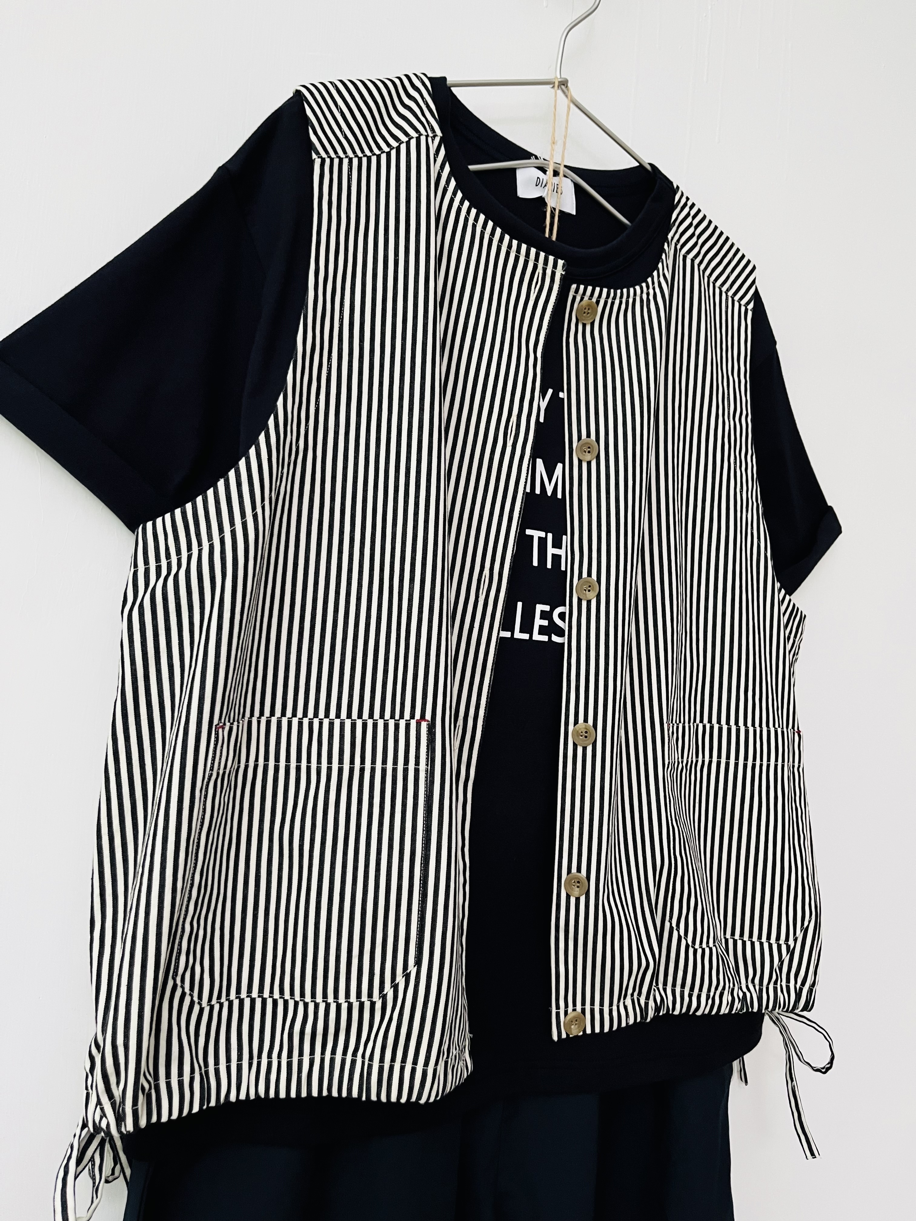 Sloe黑白色條子背心外套