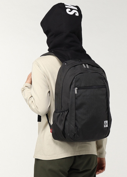 CHUMS Hooded Day Pack – Sweat Nylon Backpack Black/Charcoal | Stylish Everyday Commuter & Travel Bag JUN25