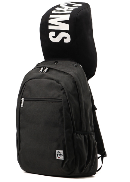 CHUMS Hooded Day Pack – Sweat Nylon Backpack Black/Charcoal | Stylish Everyday Commuter & Travel Bag JUN25