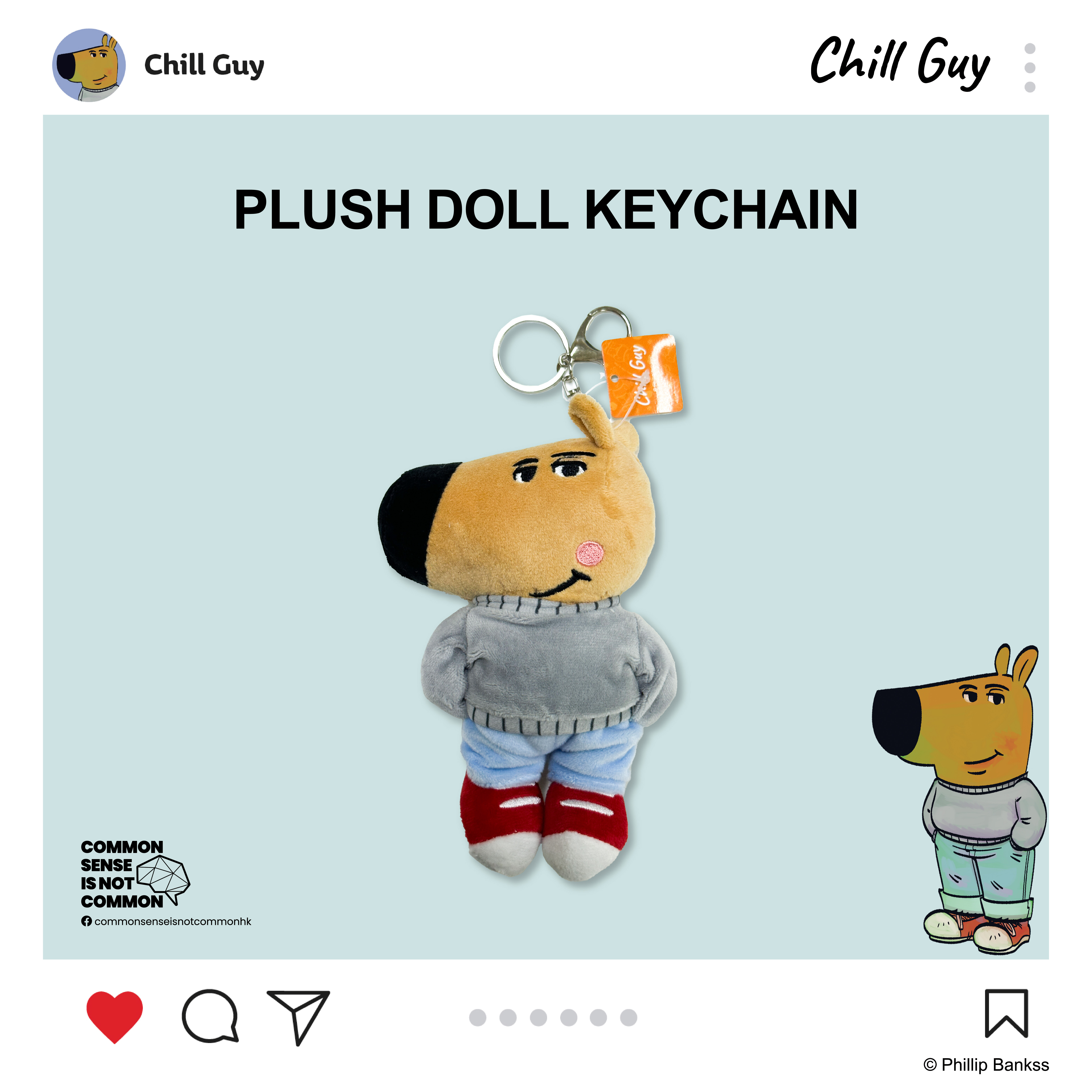 Chill Guy 毛公仔匙扣 CG-Plush Doll keychain (medium)